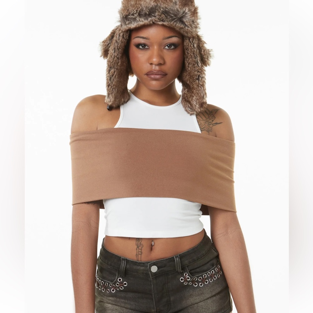 The Kript White and Brown Tank Top